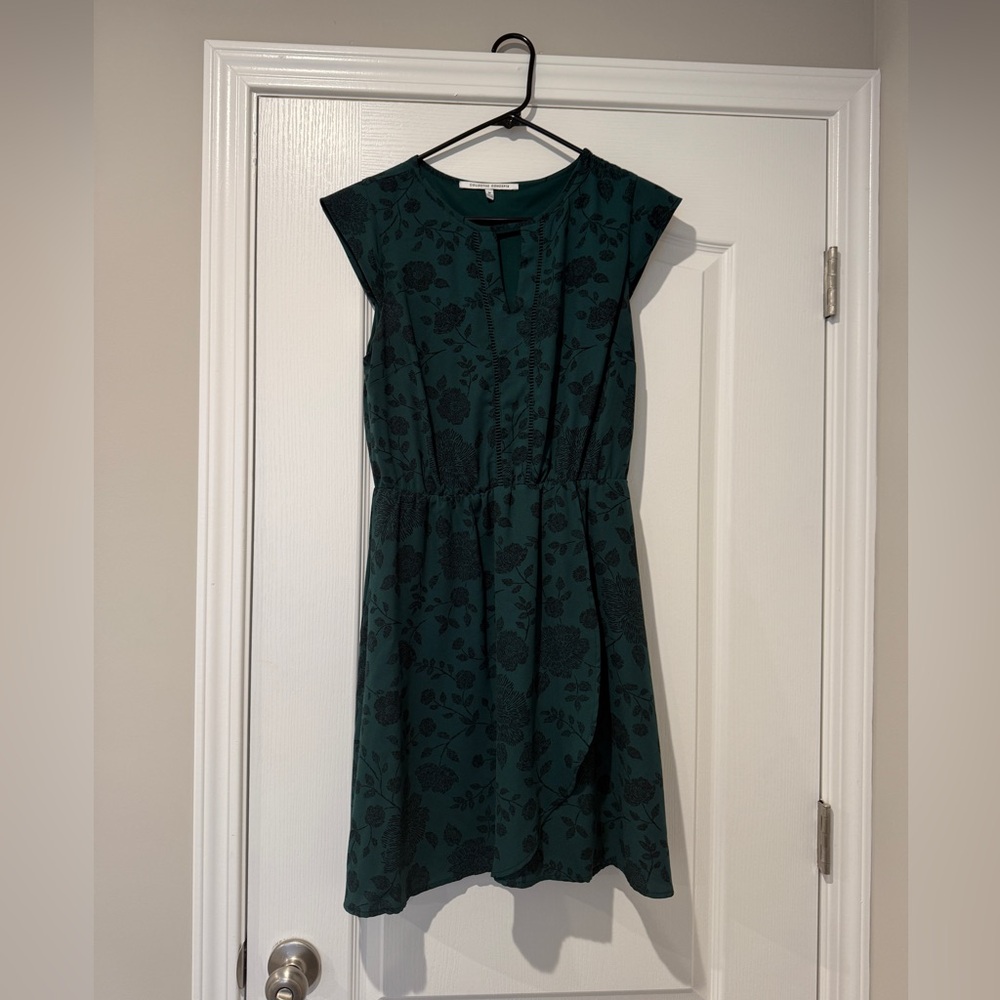 Elegant Green Floral Fit and Flare Dress